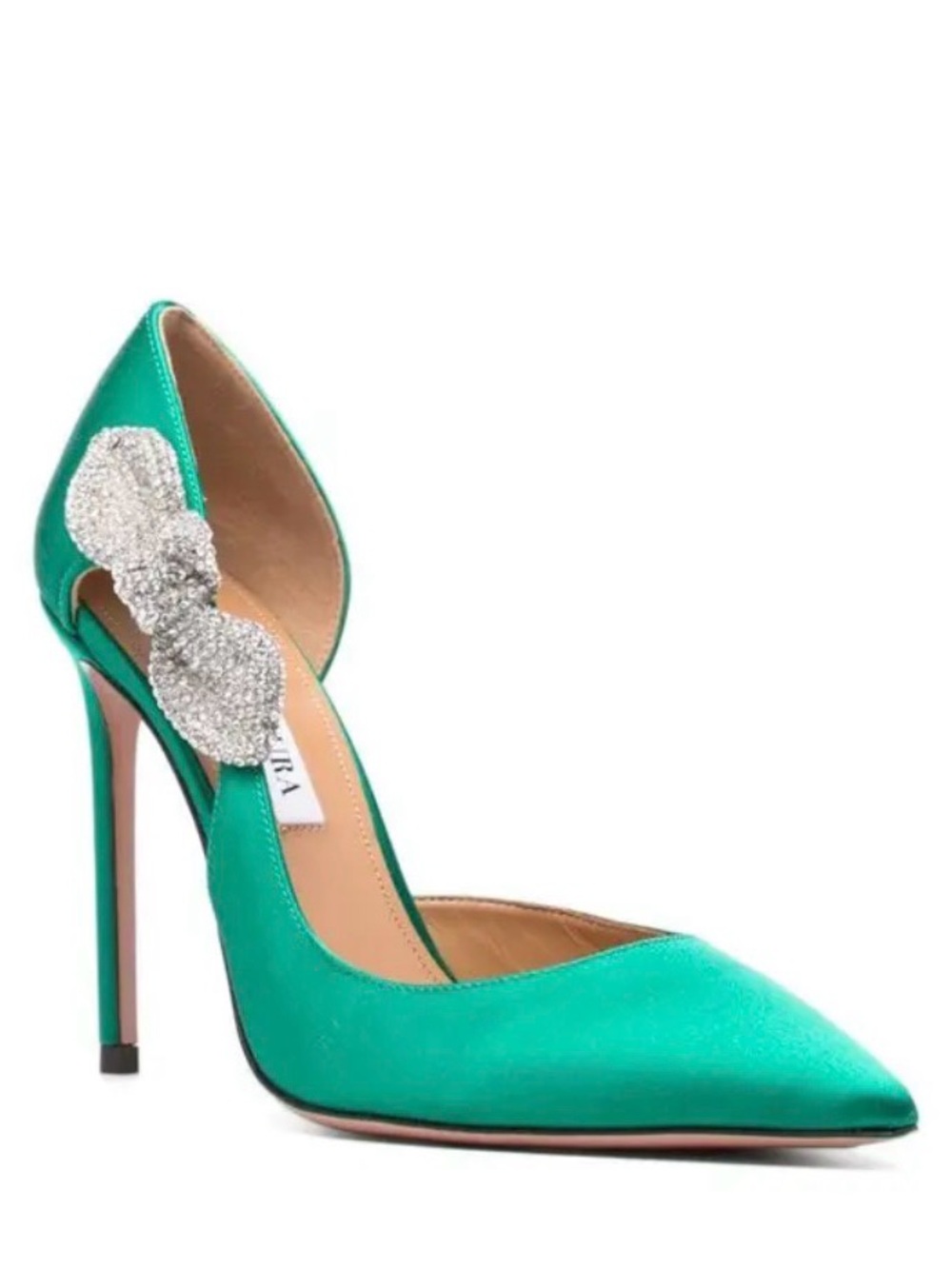 Aquazzura 105mm Very Bow Tie Crystal Pointed Toe Pumps size EU40 NWOT never worn